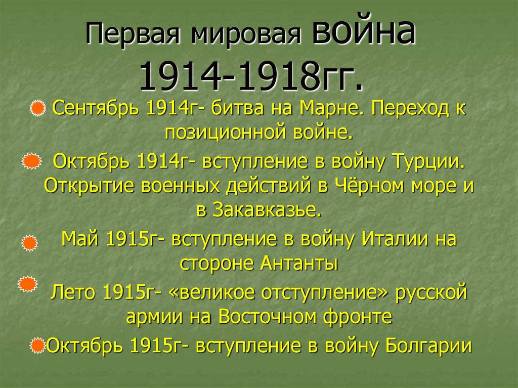 Первая мировая война (1914 - 1918)