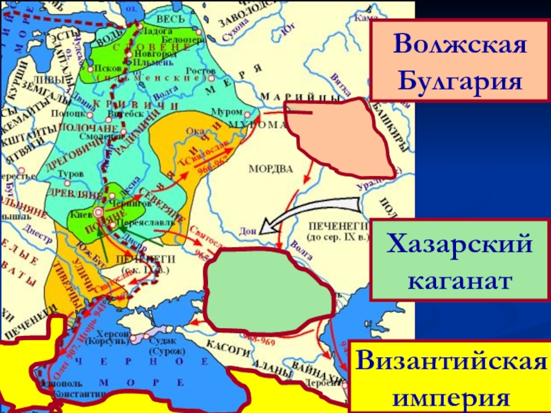 Карта волжской булгарии с городами