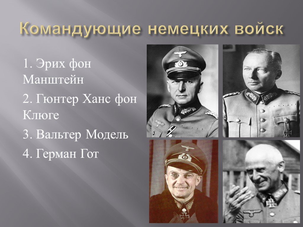 Военачальники битвы на курской дуге. Гюнтер Ханс фон Клюге Курская битва. Гюнтер фон Клюге немецкий военачальник. Эрих фон Манштейн Курская битва. Эрих фон Манштейн командовал.