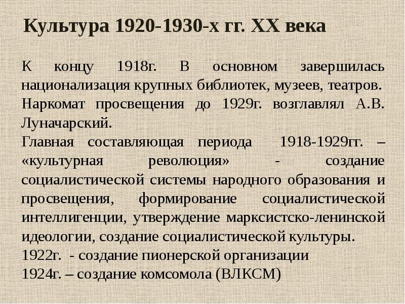 Произведения 1920 годов