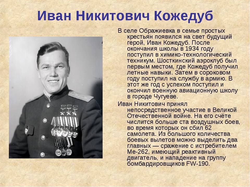 Биографии людей войны. Кожедуб герой советского Союза подвиг.